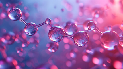 3d molecules on a blue background close-up