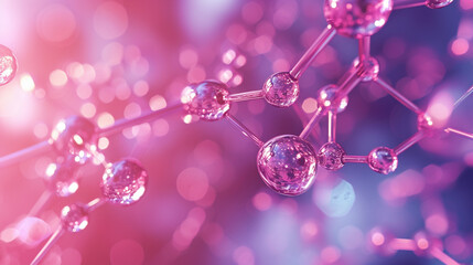 3d molecules on a blue background close-up