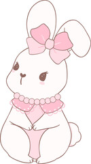 Obraz na płótnie Canvas Coquette Bunny with pink ribbon bow