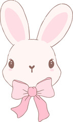 Coquette Bunny with pink ribbon bow