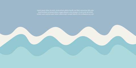 Sea waves Blue river ocean layer vector background illustration.