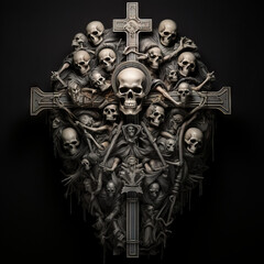 Fototapeta premium A dark jesus cross with skulls