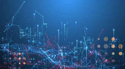 Big Data. Abstract digital futuristic vector illustration on technology background. Data mining and management concept. Hand drawn art.