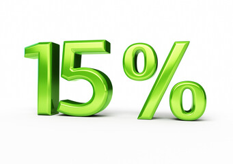 fifteen percent green render (isolated on white and clipping path)
