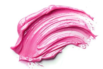 Obraz premium Pink smear on white Brush strokes raspberry and strawberry smears skincare texture swatch body peeling Top view