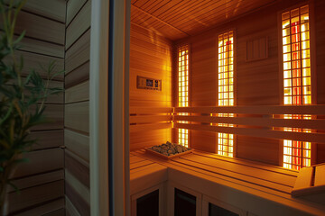 Relaxing infrared sauna and warmth - obrazy, fototapety, plakaty