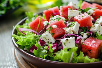 Watermelon and cheese salad