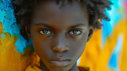 Foto op Canvas Portrait Boy Afro Bold Colors © imagineRbc
