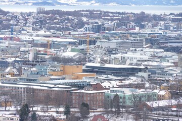 Obraz premium View of the winter city of Trondheim, Trøndelag, Norway