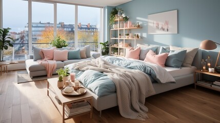 A cozy Scandinavian-style small studio apartment