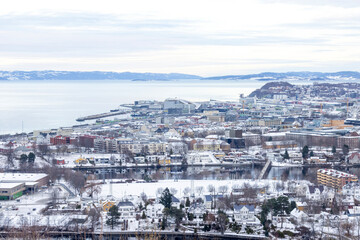 Obraz premium View of the winter city of Trondheim, Trøndelag, Norway