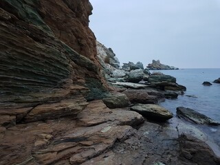 Fototapeta na wymiar Bizarre Felsen an der Küste von Kreta, Griechenland