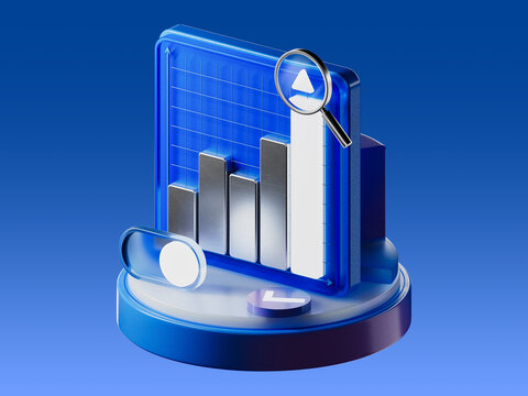 Financial trading banner in 3d realistic style. Investment trading in the stock market. 3d illustration