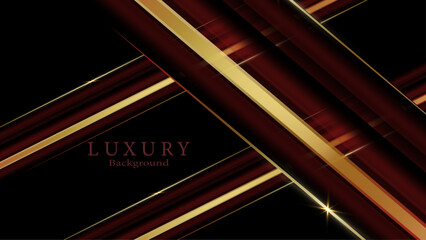 3D abstract wallpaper. Three-dimensional golden and luxury red background. Golden wallpaper. Vector illustration.