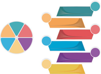 Multi colored pie chart by bar graphs.