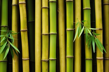 Several bamboo stalks on a backdrop