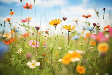 colorful spring flowers in a blooming meadow
