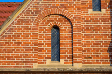 Window in St. Ulrich Church in Kirchheim Teck  - Brick church built in the French early Gothic style
