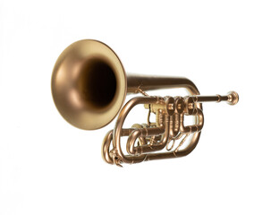 Obraz premium golden musical trumpet isolated on white background