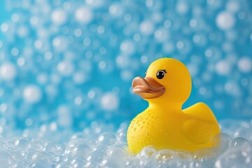 Rubber duck on blue background