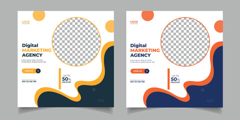 Digital marketing agency banner design and corporate social media post and Instagram post template Free Vector