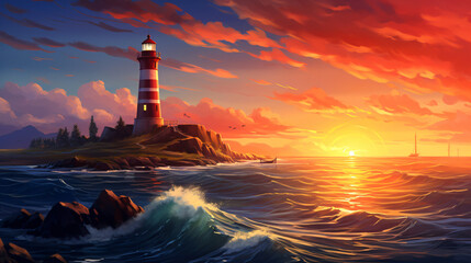 Lighthouse at sunset
