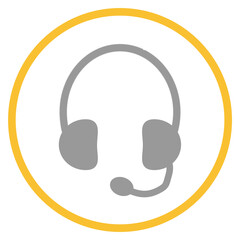 Button grau orange mit Headset Icon: Kontakt und Hilfe Holine