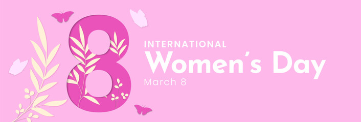 Happy International Womens Day. March 8. Women's day concept design in paper art style. Vector illustration