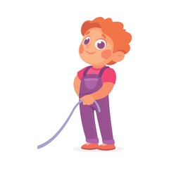Happy Boy Playing with Rope Game Having Fun Vector Illustration