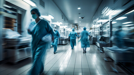Long exposure blurred motion of medical doctors