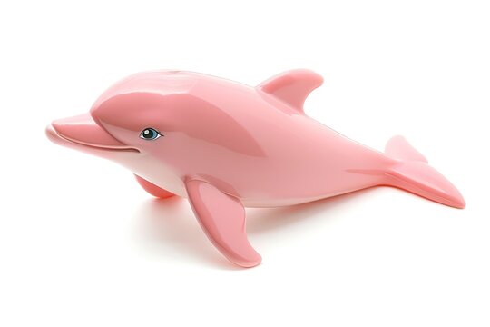 Isolated pink dolphin toy on white