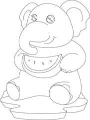 Elephant Watermelon Fruit Animal Vector Graphic Art Illustration