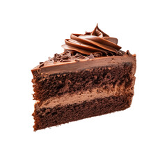 chocolate cake with chocolate icing, on transparent background