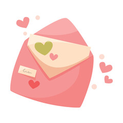 Letter in Envelope as Gift for Valentine Holiday Vector Illustration