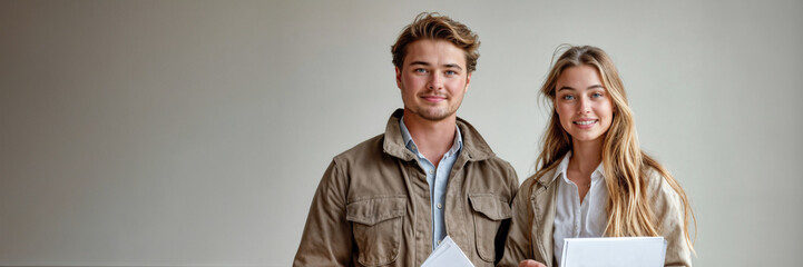 Confident Young Professionals Holding Documents