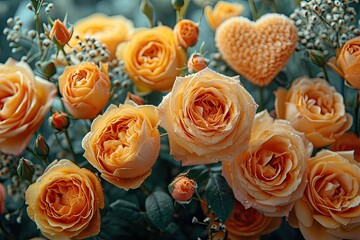 many yellow roses, valentine's day mood
