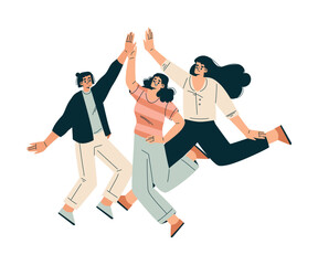 People Character Giving High Five Hand Gesture with Joy Vector Illustration