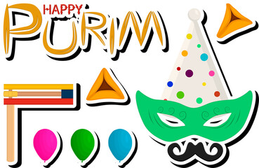 Beautiful illustration on theme of celebrating annual holiday Purim