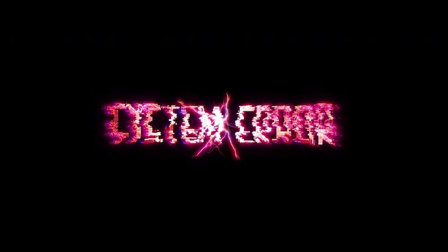 System Error text glow pink neon abstract lightning glitch text animation on black abstract background.