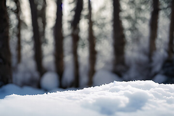 Blurred winter background for a product presentation. Generative AI.