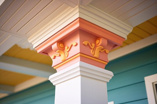 detail of painted wood georgian dentil under a gabled roof