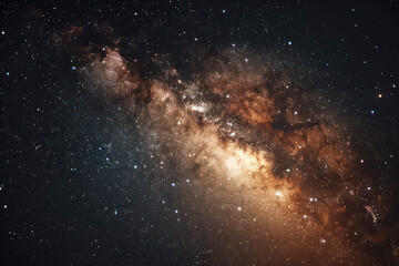 The Milky Way surrounded by celestial clouds and stars