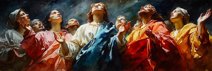 Fotobehang the ascension of jesus christ, watercolor painting, © Dar1930