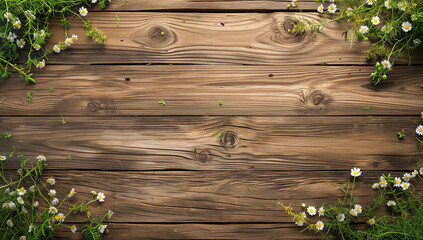 Spring apple blossoms flowering branch on wooden background.  - Powered by Adobe