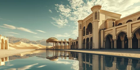 Foto auf Glas Arabian luxury palace in the desert © xartproduction