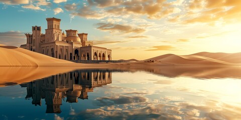 Arabian luxury palace in the desert - obrazy, fototapety, plakaty
