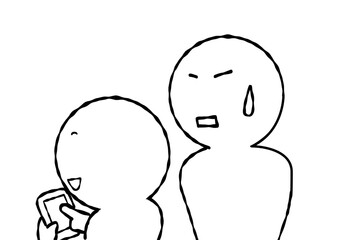 スマホを見ながら話をきく人噴出しなし