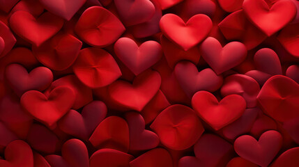 Photo background pattern of red cutout hearts 