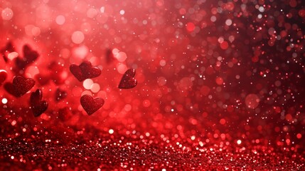 Valentine's day background with red glitter and hearts