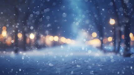 Fototapeta na wymiar Illumination and snow blurred background 